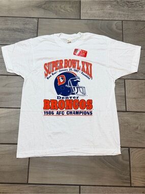 Vintage 1987 Denver Broncos Super Bowl XXI AFC Champions Deadstock Tee